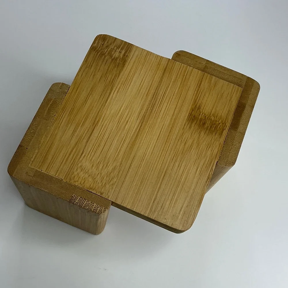 Natural Bamboo Round Coaster Set Unisex OS 6-Piece with Holder